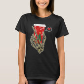 Christmas Skeleton Hand Drinking Coffee Latte Paja T-shirt (Voorkant)