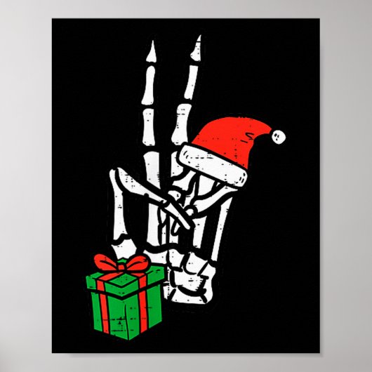 Christmas Skeleton Hand Peace Cket Xmas Men Women  Poster (Voorkant)