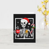 Christmas Skeleton Hat Santa Coffee Candy Cane Xma Kaart (Gele Bloem)
