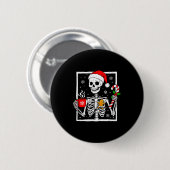 Christmas Skeleton Hat Santa Coffee Candy Cane Xma Ronde Button 5,7 Cm (Voorkant /achterkant)