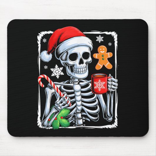 Christmas Skeleton Hot Chocolate Funny Xmas Mannen Muismat (Voorkant)