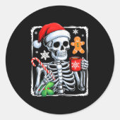 Christmas Skeleton Hot Chocolate Funny Xmas Mannen Ronde Sticker (Voorkant)
