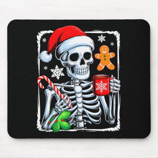 Christmas Skeleton Hot Chocolate Funny Xmas Men Wo Muismat (Voorkant)