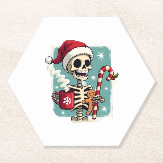 Christmas Skeleton Hot Chocolate Xmas Men Women Ki Kartonnen Onderzetters (Voorkant)