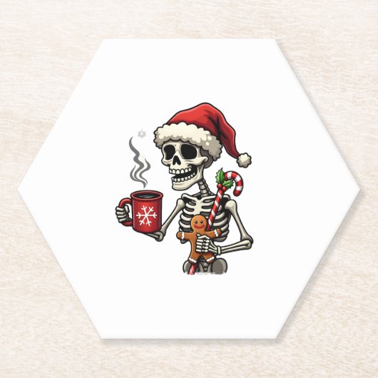Christmas Skeleton Hot Chocolate Xmas Men Women Ki Kartonnen Onderzetters (Voorkant)