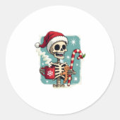 Christmas Skeleton Hot Chocolate Xmas Men Women Ki Ronde Sticker (Voorkant)