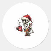 Christmas Skeleton Hot Chocolate Xmas Men Women Ki Ronde Sticker (Voorkant)