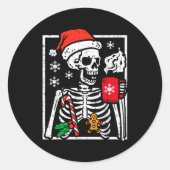 Christmas Skeleton Hot Chocolate Xmas Men Women Ki Ronde Sticker (Voorkant)