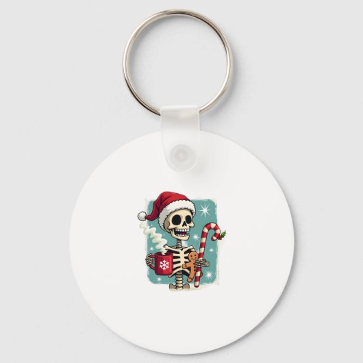 Christmas Skeleton Hot Chocolate Xmas Men Women Ki Sleutelhanger (Voorkant)
