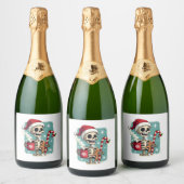Christmas Skeleton Hot Chocolate Xmas Men Women Ki Sparkling Wijnetiket (Flessen)