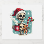 Christmas Skeleton Hot Chocolate Xmas Men Women Ki Sparkling Wijnetiket (Enkel label)