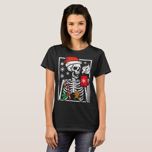 Christmas Skeleton Hot Chocolate Xmas Men Women Ki T-shirt (Voorkant volledig)