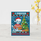 Christmas Skeleton I Prefer Halloween Ugly Xmas Gr Kaart (Gele Bloem)