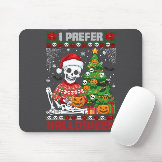 Christmas Skeleton I Prefer Halloween Ugly Xmas Gr Muismat (Met muis)
