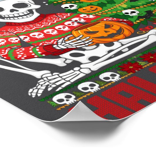 Christmas Skeleton I Prefer Halloween Ugly Xmas Gr Poster (Hoek)