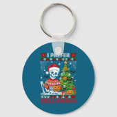 Christmas Skeleton I Prefer Halloween Ugly Xmas Gr Sleutelhanger (Voorkant)