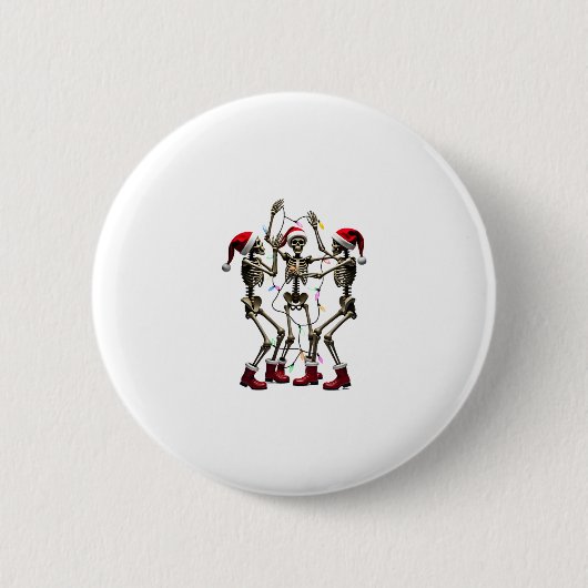 Christmas Skeleton Santa Dancing Lights (1) Ronde Button 5,7 Cm (Voorkant)