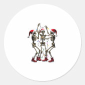 Christmas Skeleton Santa Dancing Lights (1) Ronde Sticker (Voorkant)