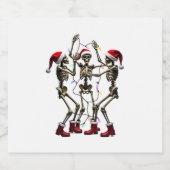 Christmas Skeleton Santa Dancing Lights (1) Sparkling Wijnetiket (Enkel label)