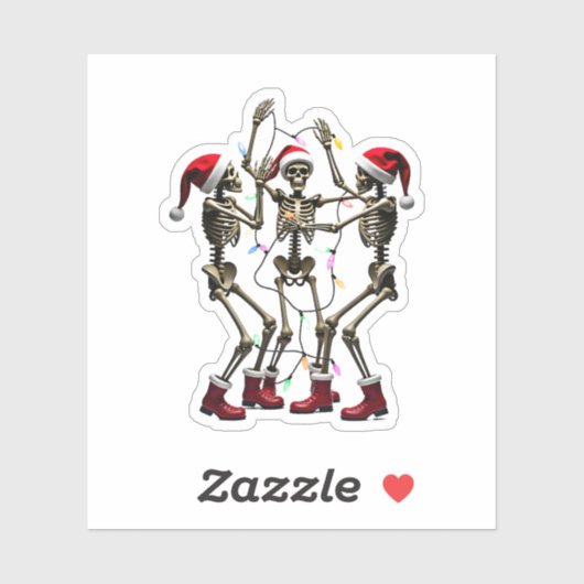 Christmas Skeleton Santa Dancing Lights (1) Sticker (Vel)