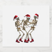 Christmas Skeleton Santa Dancing Lights (2) Sparkling Wijnetiket (Enkel label)
