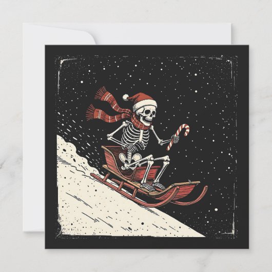 Christmas Skeleton Sledding Feestdagenkaart (Voorkant)