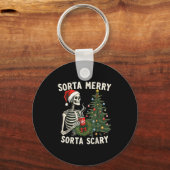 Christmas Skeleton Sorta Merry Sorta Y Xmas Mannen Sleutelhanger (Voorkant)
