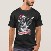 Christmas Skeleton spelen gitaar rock en roll sa T-shirt (Voorkant)