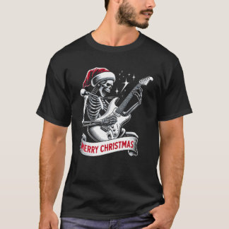 Christmas Skeleton spelen gitaar rock en roll sa T-shirt