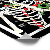 Christmas Skeleton With Smiling Skull Drinking Cof Poster (Hoek)