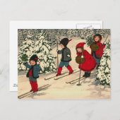 "Christmas Skiing" Briefkaart (Voorkant / Achterkant)