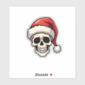 Christmas Skull Funny Santa XMES Men Women T-Shirt Sticker (Vel)