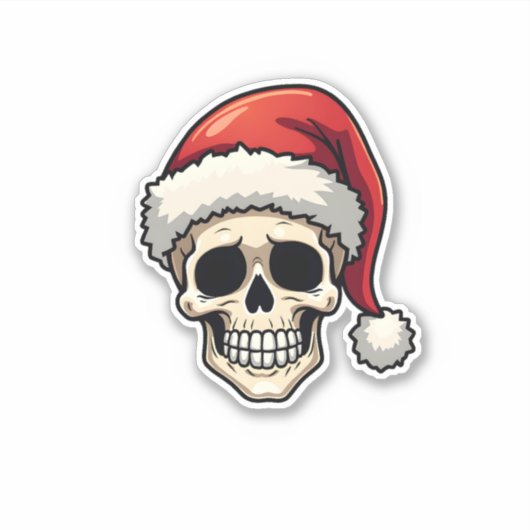 Christmas Skull Funny Santa XMES Men Women T-Shirt Sticker (Voorkant)
