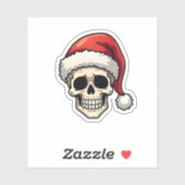 Christmas Skull Funny Santa XMES Men Women T-Shirt Sticker (Vel)