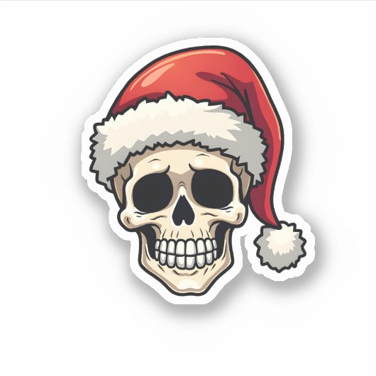 Christmas Skull Funny Santa XMES Men Women T-Shirt Sticker (Voorkant)