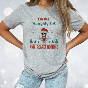 Christmas Skull Ondeugend Lijst Spijt Niets Grappi T-shirt