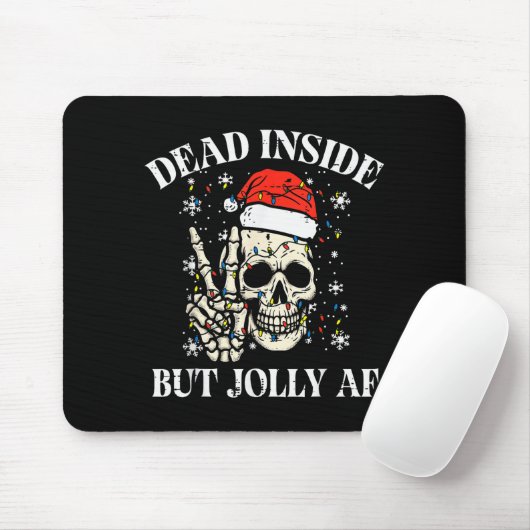 Christmas Skull Peace Dead Inside But Jolly Xmas M Muismat (Met muis)