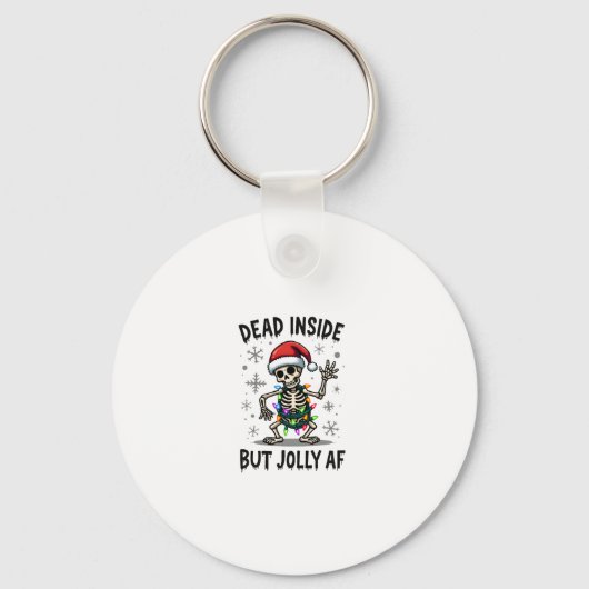 Christmas Skull Peace Dead Inside But Jolly Xmas M Sleutelhanger (Voorkant)