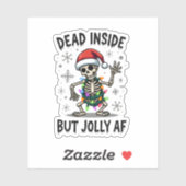 Christmas Skull Peace Dead Inside But Jolly Xmas M Sticker (Vel)