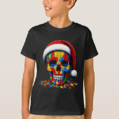 Christmas Skull Santa Hat Block Bricks Master Buil T-shirt (Voorkant)
