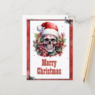 Christmas Skull Waterverf Briefkaart