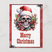 Christmas Skull Waterverf Briefkaart (Voorkant)