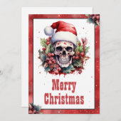 Christmas Skull Waterverf Feestdagenkaart (Voorkant / Achterkant)
