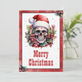 Christmas Skull Waterverf Feestdagenkaart (Staand voorkant)