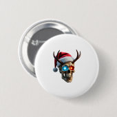 Christmas Skull with Santa Hat and Antlers Mystic Ronde Button 5,7 Cm (Voorkant /achterkant)