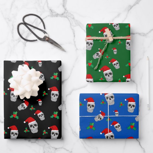 Christmas Skull Wrapping Paper Set (Voorkant)