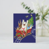 Christmas sledge funny digital drawing santa claus feestdagenkaart (Staand voorkant)