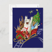 Christmas sledge funny digital drawing santa claus feestdagenkaart (Voorkant / Achterkant)