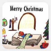 CHRISTMAS SLEEPMUIS VIERKANTE STICKER (Voorkant)