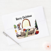 CHRISTMAS SLEEPMUIS VIERKANTE STICKER (Envelop)
